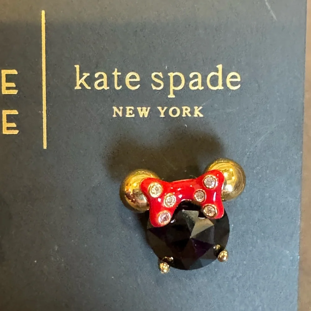 Kate Spade Minnie Mouse Black and Gold Stud  Earrings